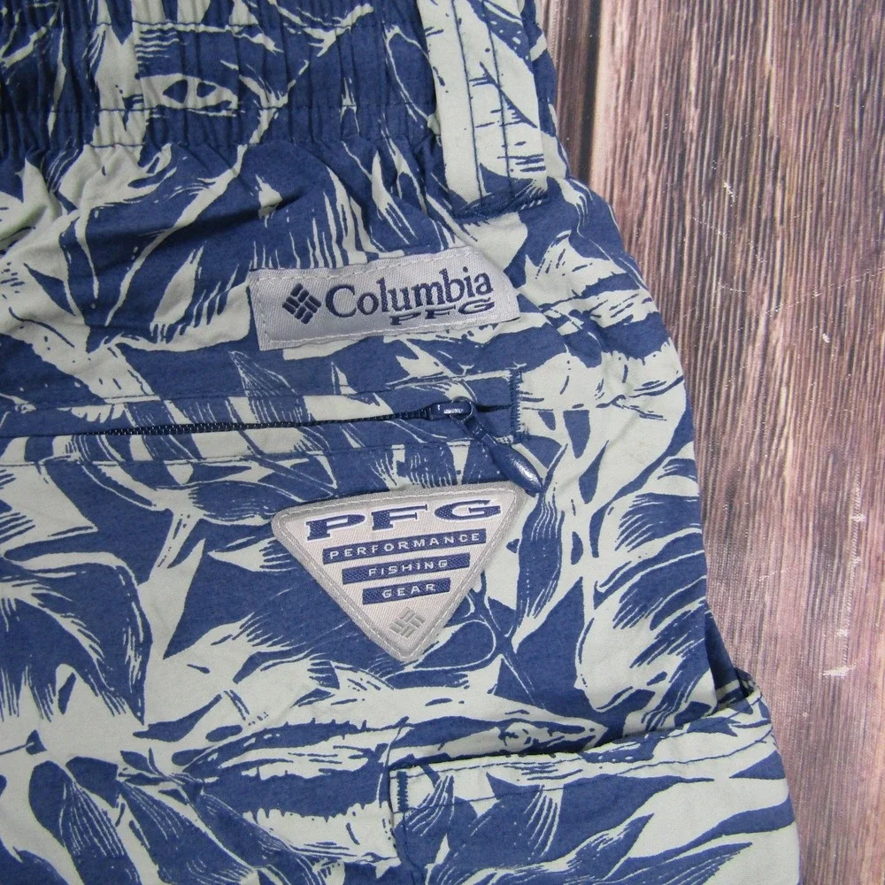Columbia PFG Swim Shorts‎ Mens Medium Blue Tropical Fish Print Mesh Lined